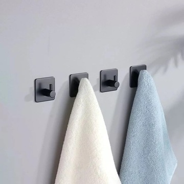 1x вешалка для ванной, самоклеящийся крючок, черная