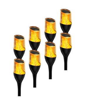 ZESTAW 8X Słupek Ogrodowy Lampa Pochodnia Solarna LED PŁOMIEŃ 65CM 800mAh