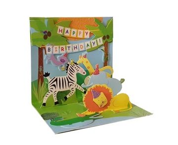 MINI kartka 3D bilecik na urodziny 2 3 4 6 7 8 9 10 zwierzątka