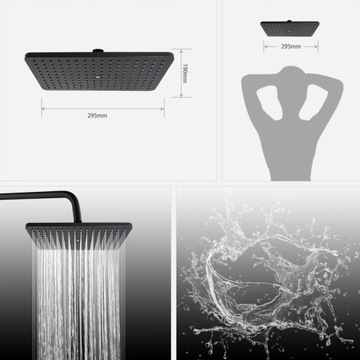 OMNIRES PARMA комплект смесителей скрытого монтажа ЧЕРНЫЙ черный RAIN SHOWER 30x19