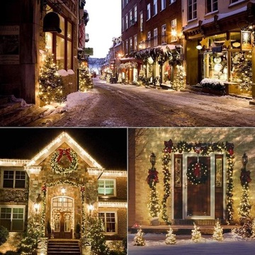 Рождественская елка, 200 светодиодов, цепочка, теплый цвет, для дома и улицы, WW 15 м