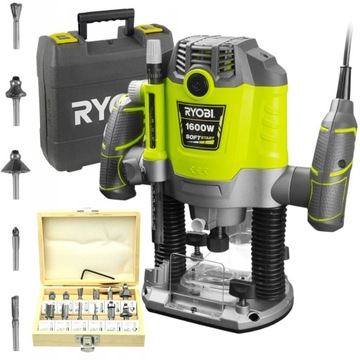 RYOBI ELEKTRYCZNA FREZARKA GÓRNOWRZECIONOWA RRT1600-K + KOMPLET 12 FREZÓW