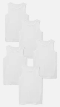Primark Podkoszulki 5szt 7-8L 128cm Podkoszulek 5pak Białe Biel Podkoszulka