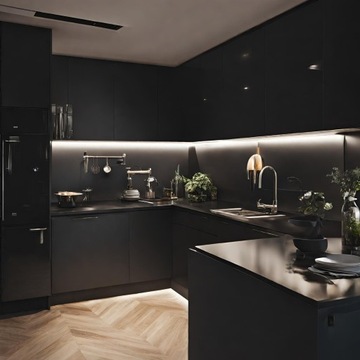 Светодиодная лента под шкаф 100 см с РЕГУЛИРУЕМОЙ подсветкой кухни, ЧЕРНАЯ