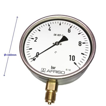 MANOMETR 0-10 BAR KL.1 G1/2 160MM AFRISO 85365401