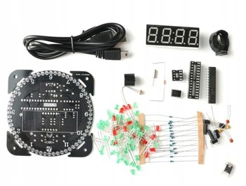 Zegar LED GREEN term, alarm, data +OBUDOWA DIY KIT