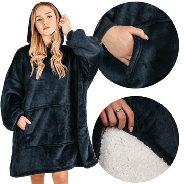KOC BLUZA kocobluza ciepła GRUBA z kapturem bluzokoc oversize szlafrok XXL