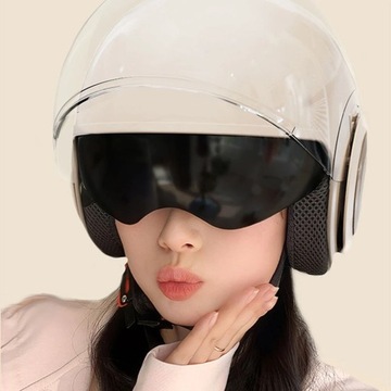 Открытый шлем для скутера, мотоциклетный козырек с двойными линзами