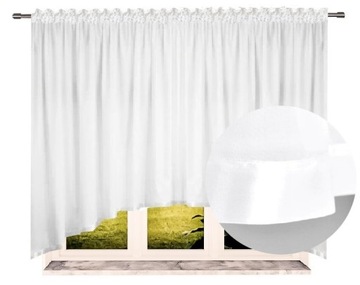 FIRANA Z LAMÓWKA 140x300 BIAŁA WOAL ŁUK FIRANY