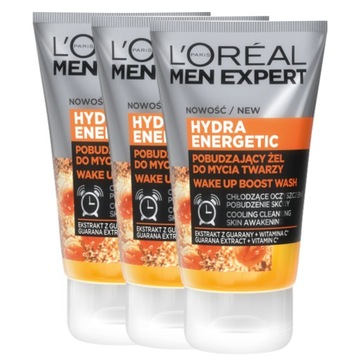 LOREAL Men Expert Hydra Стимулирующий гель для умывания с витамином С x3