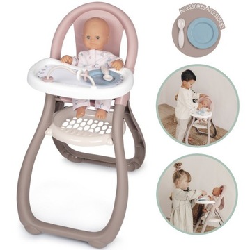 KRZESEŁKO LALEK KARMIENIA LALKI KĄCIK OPIEKUNKA TALERZYK BABY NURSE SMOBY