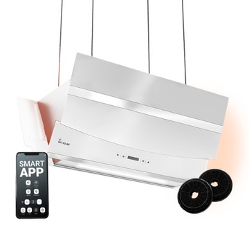 KKT Kolbe Okap kuchenny 90 cm HERMES-INSEL-908WM białe szkło WiFi