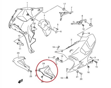 SUZUKI GSX-F GSXF 1250 WYPEŁNIENIE BOK OWIEWKA