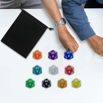 10 sztuk kości wielościennych gra imprezowa, lekkie, przezroczyste kostki