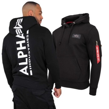 Bluza z kapturem Alpha Industries Back Print 178318 03 Czarna XL