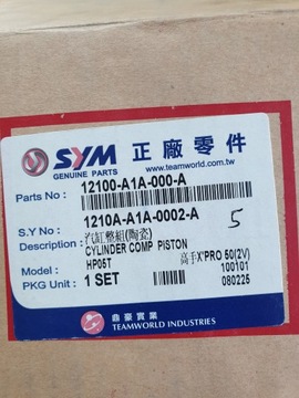 SYM Mio 50 цилиндр, поршень, комплект прокладок