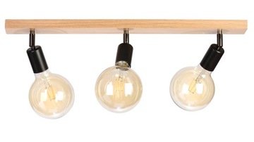 Lampa drewniana sufitowa loft listwa potrójna DĄB do salonu kuchni STYLOWA