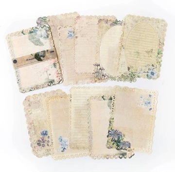 ZESTAW 10 SZT PAPIERÓW DEKORACYJNYCH SCRAPBOOKING VINTAGE KWIATY KARTKI