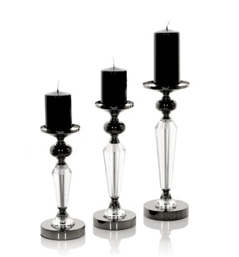 Подсвечник Glamour Lantern Chrome Crystal черный