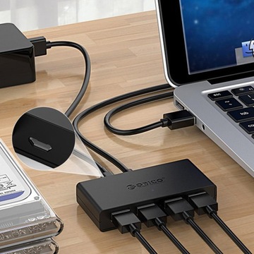 USB-концентратор, 4-портовый адаптер USB 3.0, тонкий концентратор данных с