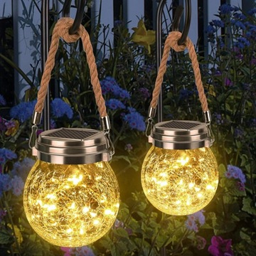 2шт ПОДВЕСНАЯ СОЛНЕЧНАЯ ЛАМПА ДЛЯ НАРУЖНОГО ИСПОЛЬЗОВАНИЯ, СТЕКЛЯННЫЙ ШАР 400 МАч