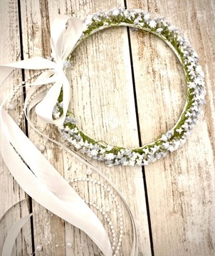 Причастный венок из искусственного гипса, синего и белого цвета.