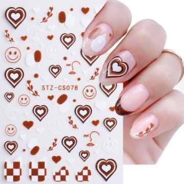 NAKLEJKI NA PAZNOKCIE SAMOPRZYLEPNE BUŹKA SERCE NAKLEJKA STZ-CS078