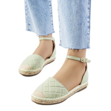 Zielone Skóra ekologiczna Buty Espadryle r.38