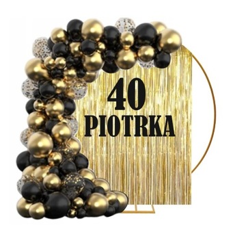 Girlanda balonowa CZARNO ZŁOTO 18 30 40 URODZINY