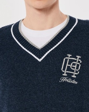 Hollister ~ granatowy sweter z logo ~ XXL