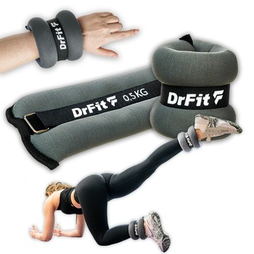Obciazniki do Ćwiczen na Rece i Nogi 2x 0,5 kg Fitness Siłownia Szare DrFit