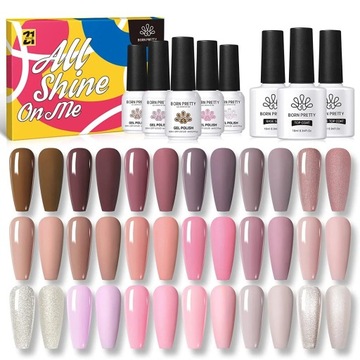 ZESTAW ŻELOWYCH LAKIERÓW UV/LED DO PAZNOKCI 18 KOLORÓW BORN PRETTY TRWAŁE