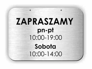 tabliczka GODZINY OTWARCIA PRACY zapraszamy A5