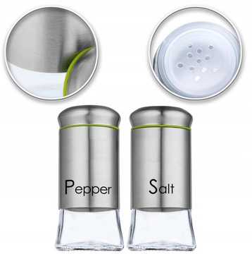 НАБОР СОЛОНКИ И ПЕРЦЕЙ СТЕКЛЯННАЯ СТАЛЬ 2X150МЛ