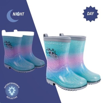 Kalosze odblaskowe świecące tęczowe dziecięce gumowce gumiaki 26/27 Perlett
