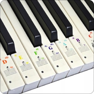 НАКЛЕЙКИ-НОТЫ для обучения игре на клавиатуре, буквенном фортепиано, ЦВЕТОВАЯ ДИАПАЗОНИЯ для клавиш
