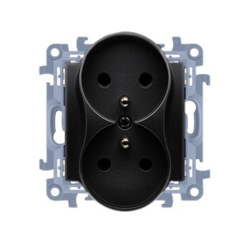 SIMON 10 GNIAZDO PODWÓJNE Z UZIEMIENIEM CZARNY MAT