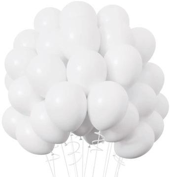 Balony Białe Pastelowe na Chrzest Komunie Ślub Duże 27 cm 50 sztuk