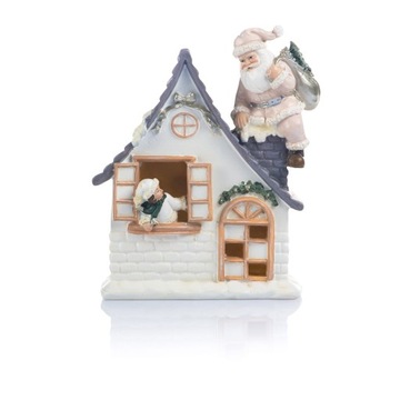 Figurka domek dekoracja LED Św. Mikołaj na Święta