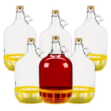 6X GĄSIOR 5l BALON DAMA SZKLANA BUTELKA NA WINO NALEWKI WODĘ + ZAKRĘTKA