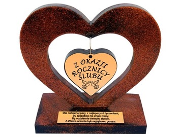 Сердце с пожеланиями на 1, 5, 10, 15, 20, 25, 30, 35, 40, 45, 50, подарок на годовщину свадьбы