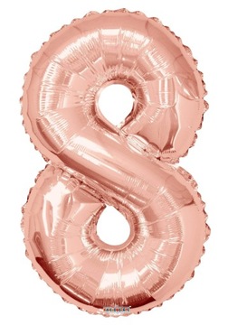 80cm _ Cyfra foliowa rose gold 8 urodziny balon