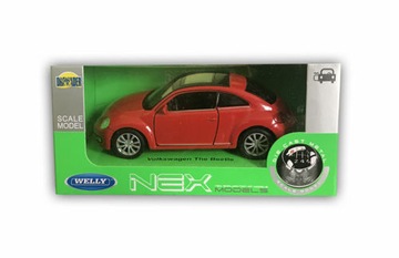 VW NEW BEETLE CZERWONY METALOWY MODEL 1:34 WELLY