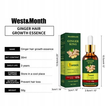 Сыворотка для роста волос с имбирем, быстрое восстановление роста волос