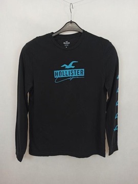 HOLLISTER CZARNA KOSZULKA MĘSKA Z DŁUGIM RĘKAWEM, CIENKA BLUZA, LOGO r. L