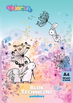 COLORINO blok techniczny kolorowy PASTEL A4 10 kar