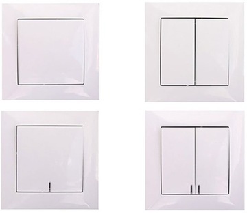 ВЫКЛЮЧАТЕЛЬ СВЕТА WESA ДВОЙНОЙ СВЕЧИ, БЕЛЫЙ