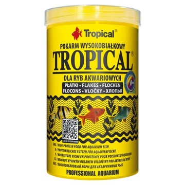 Wysokobiałkowy pokarm dla rybek akwariowych w płatach TROPICAL 1L