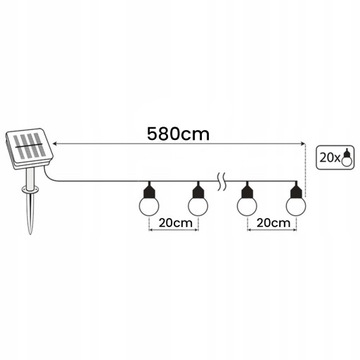 СВЕТОДИОДНАЯ САДОВАЯ СОЛНЕЧНАЯ ГИРЛЯНДИЯ 20 ЦВЕТНЫХ СВЕТОДИОДНЫХ ШАРИКОВ, СОЛНЕЧНАЯ СТРУНА, СОЛНЕЧНАЯ ЦЕПЬ