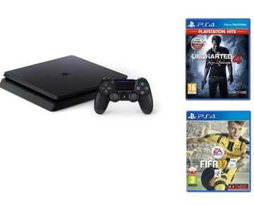 Konsola PlayStation 4 Slim 500 GB + Dualshock 4 wersja v2 + Gry + kable PS4
